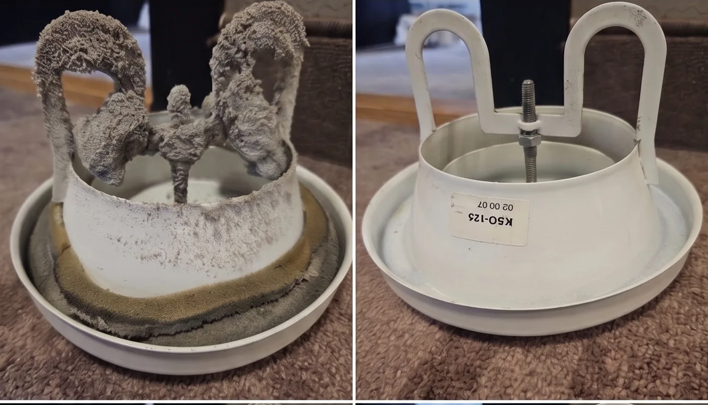 Ventilatsioonidüüs enne ja pärast puhastust